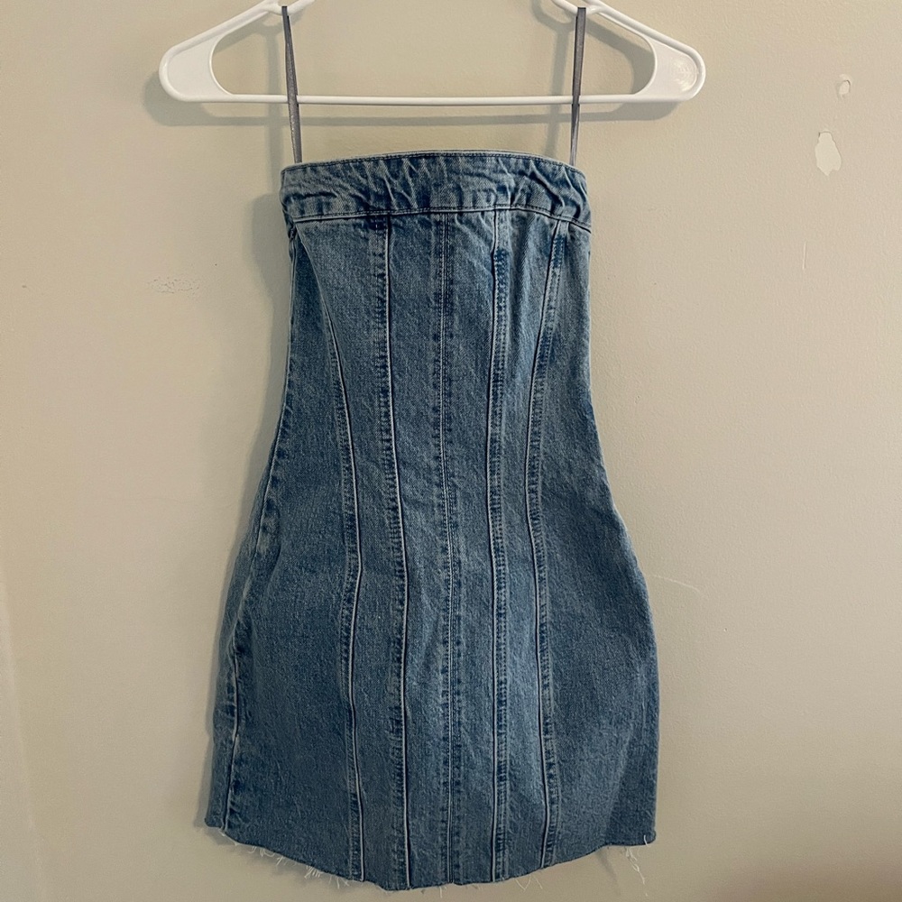 Zara strapless denim mini dress xs